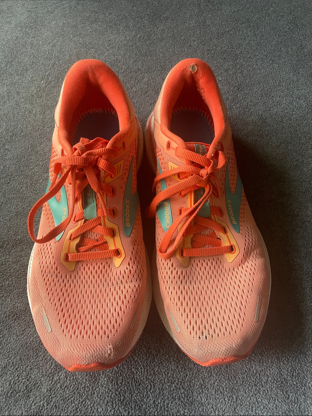 Brooks Women's Running Shoes in Coral with Aqua Accents